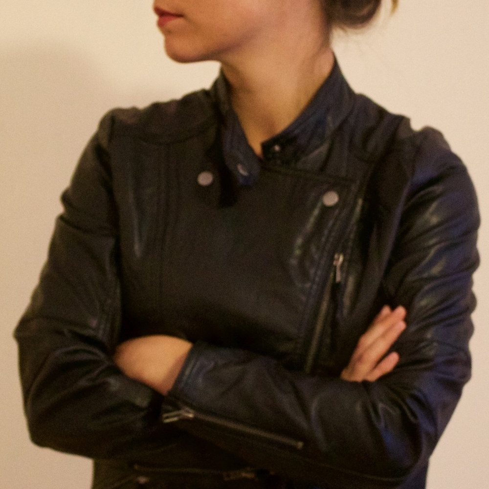 Faux Leather Jacket, L